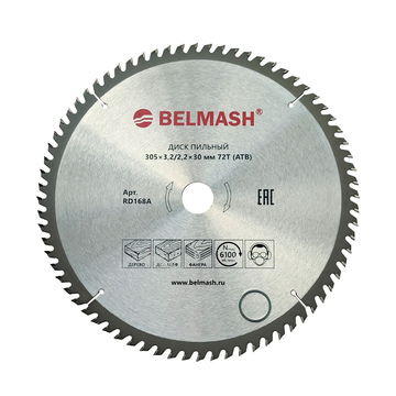 Диск пильный по дереву БЕЛМАШ 305x30x72T (RD168A)